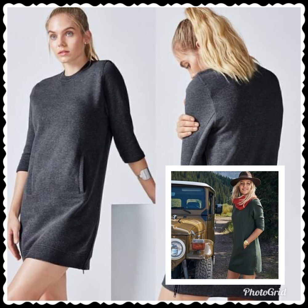 Fabletics Elena Gray Sweatshirt Pullover Zipper Dress Small